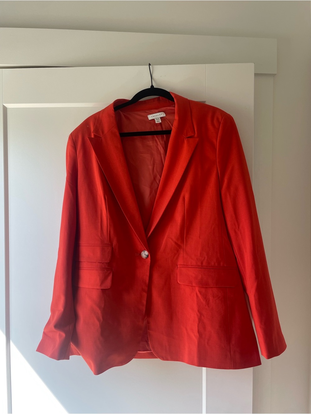 Topshop Bright Orange Single-Button Blazer Pants Set